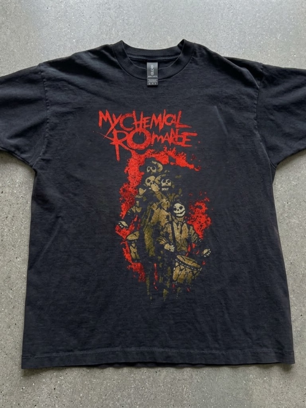 Gildan Black Short-Sleeve My Chemical Romance Tee with Red and Gold Graphic